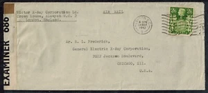 WWII England 1942 Censor Cover w/ Tape 686 Type 1A London to Chicago, Ill - Picture 1 of 1