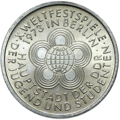 Commemorative coin East Germany GDR 10 Mark 1973 A Weltfestspiele der Jugend UNC - Image 1 of 2