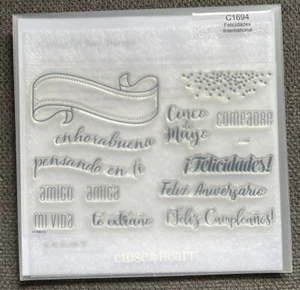 Close to My Heart My Acrylix Decorative Stamp Set #C1694 Felicidades Intl - Picture 1 of 2
