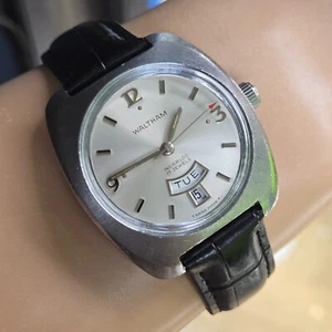 Vintage WALTHAM men's manual wind watch day/date FE-140-2 SWISS MADE 1970s - Picture 1 of 15