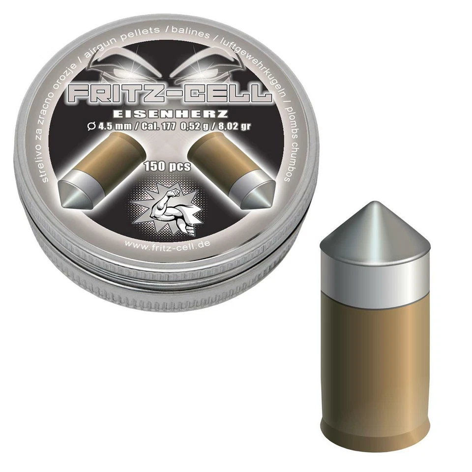 1 x 150 Fritz Cell Eisenherz 4,5 mm Diabolos Spitzkopf Luftgewehr, Luftpistole