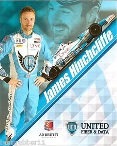2014 JAMES HINCHCLIFFE "UNITED FIBER & DATA" #27 IZOD INDY AUTO SERIE POSTKARTE - Bild 1 von 1