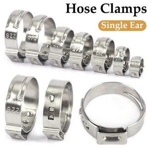 Single Ear Hose Clamps 304 Stainless Steel Assorted Water Pipe Hoop Crimp Pinch - Picture 1 of 126