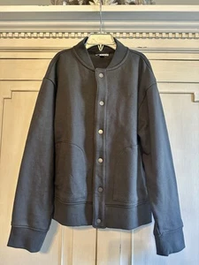 J Crew Crewcuts boys sweatshirt Gray Baseball Snap Bomber Jacket Sz 10-11 NWOT - Picture 1 of 11