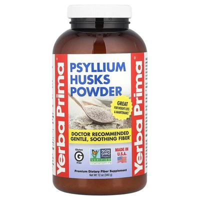 Polvo de cáscaras de psyllium Yerba Prima 12 oz 340 g sin gluten caducidad 27/04 Foto 1 de 2