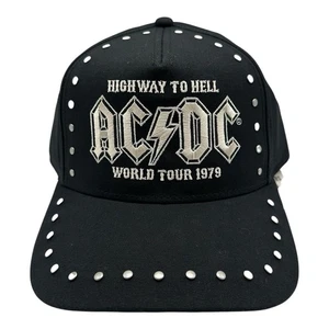 AC/DC Hat Black Studded Snapback Cap Highway To Hell World Tour 1979 Band NWT - Picture 1 of 9