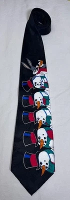 Looney Tunes Mania Bugs Bunny con muñecos de nieve negro blanco rojo verde 4" de ancho vacaciones Foto 1 de 4