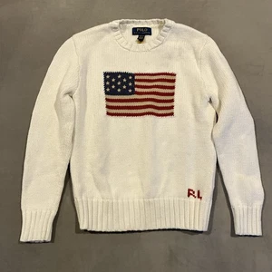 WOW - Ralph Lauren - American Flag - Knit Pullover Sweater - Youth Medium 10/12 - Picture 1 of 6