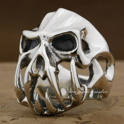 Anillo Diablo Alien Calavera Tigre Plata Esterlina 925 Joyería Punk 8V004A EE. UU. 7~15 BZ Foto 1 de 4