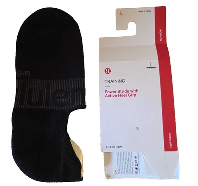 1 Pair Ladies Lululemon Power Stride Tab Sock Size L Black with Heel Grip Womens - Image 1 of 4