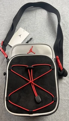 Jordan Festival Crossbody Bag 1L Black/Grey/Red Synthetic Leather MA0922-R69 NWT - Image 1 of 4