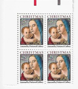 US Madonna and Child by Antonello 25c Stamp  Block of 4 Scott #2514 - Picture 1 of 1