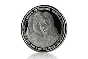 5000 Francs Silverback Gorilla - Silberrücken Congo Kongo 1 oz Silber 2019 - Picture 1 of 5