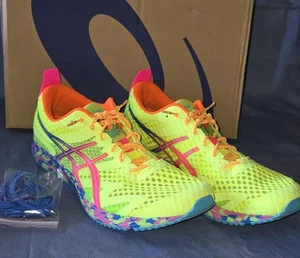 ASICS Gel-Noosa Tri 12 Uomo Taglia 13 1011A673-750 Sicurezza GIALLO/ROSA CALDO USATO IN OTTIME CONDIZIONI - Foto 1 di 13
