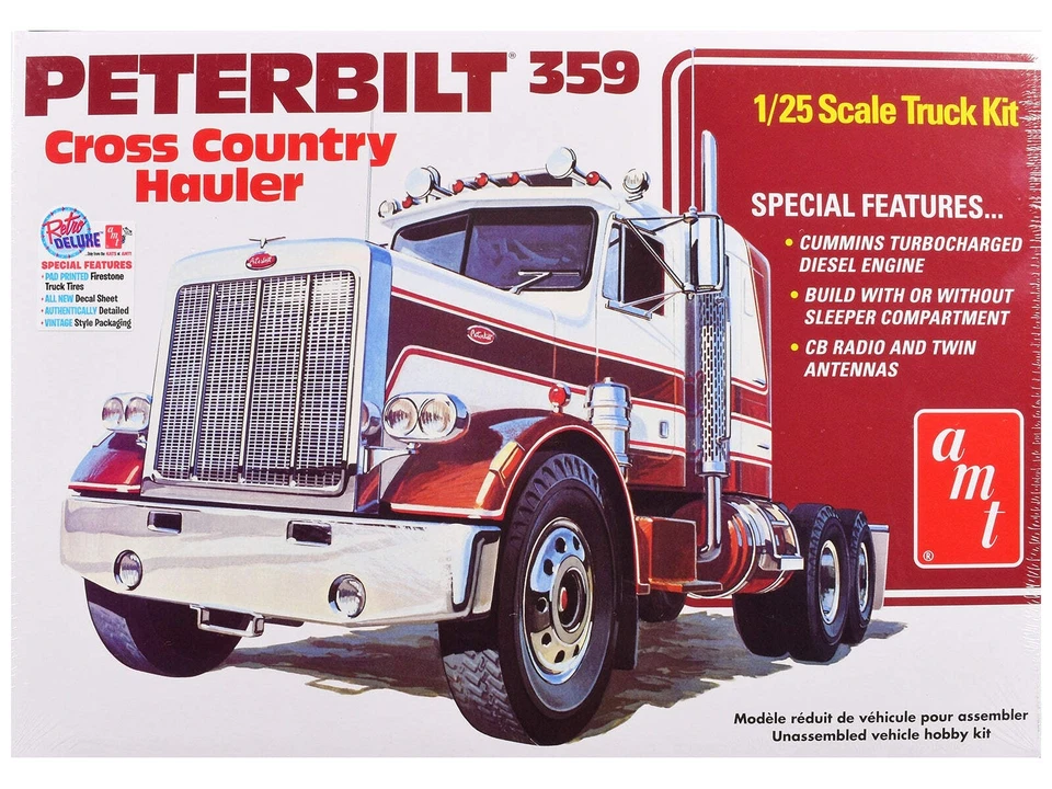 Skill 3 Model Kit Peterbilt 359 "Cross Country Hauler" 1/25 Scale Model by AMT