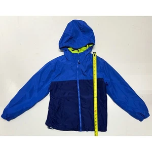 Eddie Bauer Kids Lined Hooded Rain Jacket Windbreaker Blue Yellow Size M 10 12 - Picture 1 of 5