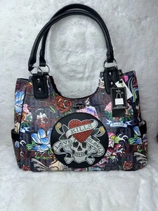 NWT Ed Hardy Large Tote Bag Black Rhinestones - Picture 1 of 7