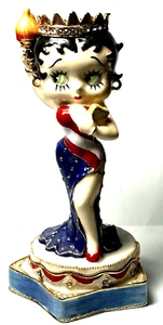 BETTY BOOP CAJA BARATIJA ESMALTADA CON BISAGRAS JOYAS-MISS LIBERTY-METAL-AMARILLO-USADA - Imagen 1 de 9