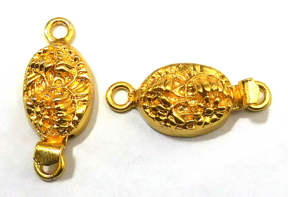 2 Pcs Oval Box Clasp 1 Strand 18k Gold Plated Jewelry Making 781 vs-172 - Image 1 of 3