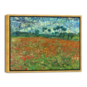 Framed Poppy Field June 1890 Canvas Print Van Gogh Paintings Repro Wall Art - Picture 1 of 7
