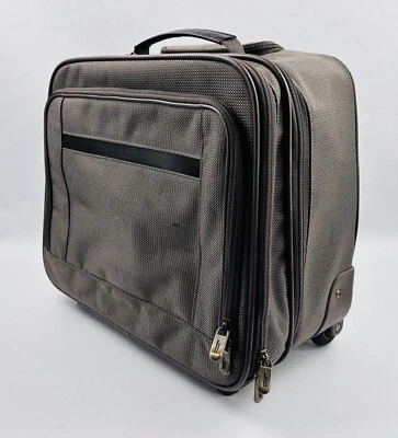 Hartmann Brown Nylon 16" Wheeled Carry On Rolling Business Briefcase Weekender - Image 1 of 4