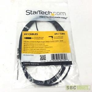 NEW StarTech Stereo Audio Cable 6ft Slim 3.5mm to Right Angle M/M MU6MMSRA - Picture 1 of 3