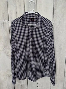 UNTUCKit Men's slim fit Button up Shirt Blue check Nylon Blend Size Lage - Picture 1 of 6