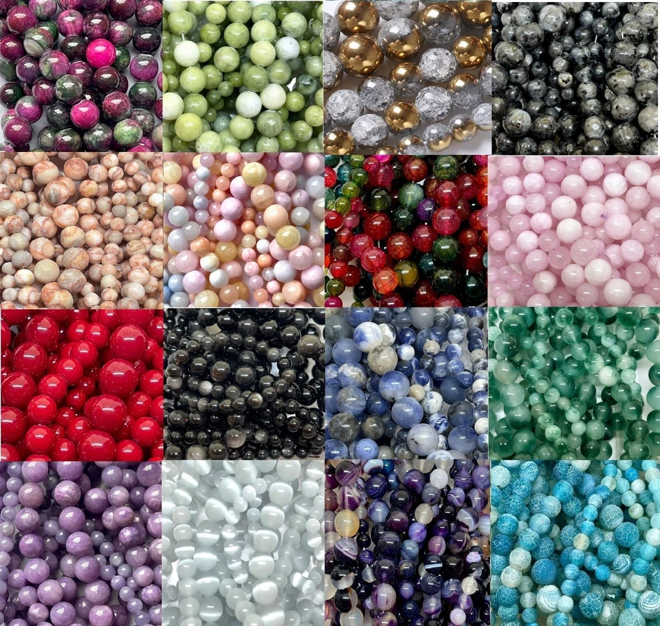 SEMI PRECIOUS GEMSTONE BEADS JEWELLERY MAKING ROUND NATURAL STONE 4/6/8/10mm - Image 1 of 1
