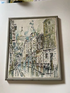 Signed Ink & Colour on Canvas Framed 'Towards Basilique du Sacre-Coeur' - Picture 1 of 4