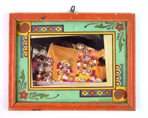 Religious Hindu Goddess Veshno Devi Color Holy Photograph Wood Frame. i57-98 - Picture 1 of 6