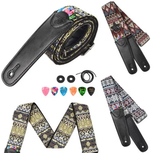 LEKATO Acoustic Guitar Bass Strap Holder Belt Embroidered Woven Jacquard Weave - Picture 1 of 11