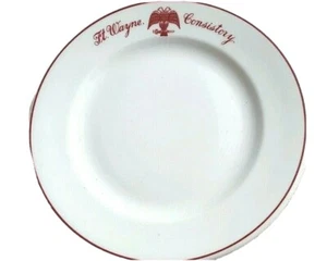 Plato de vajilla de restaurante McNichol porcelana Ft. Wayne Consistory Masónico 7 1/4" diam. - Imagen 1 de 3