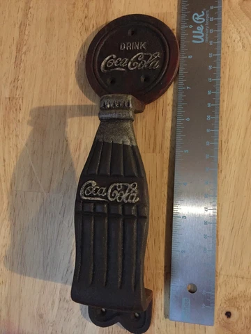 Coca Cola Cast Iron Door Handle Solid Metal Patina Soda Collector Rustic Decor Cover