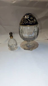 Karsavine Blue Crystal Perfume Egg And Flacon. Faberge Co. France. - Picture 1 of 14