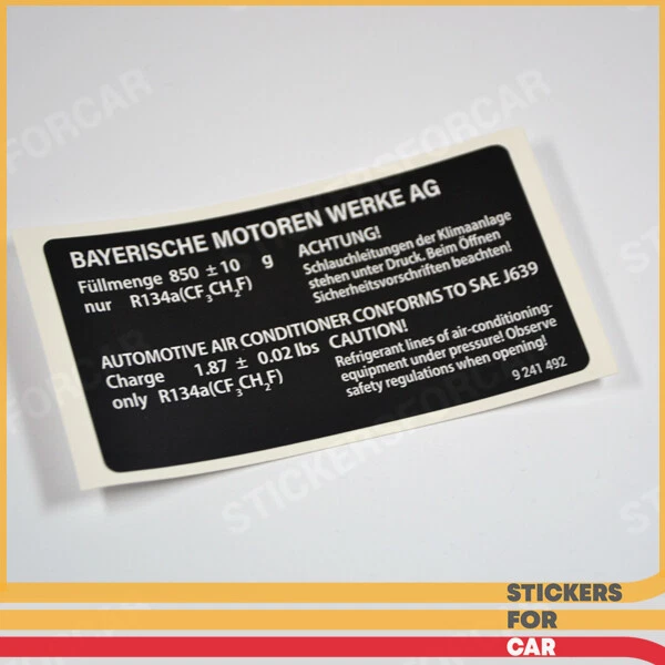 BMW Air Conditioner Label Sticker 9241492 - Image 1 of 1