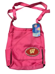 MVF Most Valuable Fan NCAA Wisconsin Badgers Adult Crossbody Purse Pink Bag NEW - Picture 1 of 11