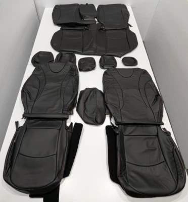 Fundas de asiento de cuero negro T207 para Toyota Prius todos los modelos 2016-2022 Foto 1 de 4