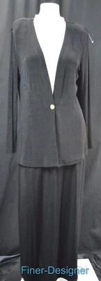 CACHE 2pc suit blazer jacket maxi straight Skirt sliky stretch travel M NEW VTG - Image 1 of 4