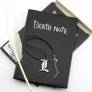 Death Note Notebook w Feather Pen Random Bookmark Necklace Journal Cosplay Prop - Picture 1 of 6