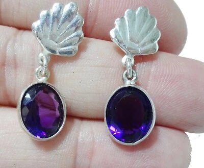 Orecchini in argento 925, con ametista sfaccettata - Immagine 1 di 4