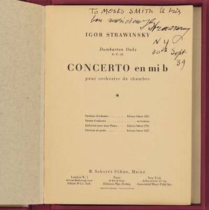 STRAVINSKY, Igor. (1882–1971): Dumbarton Oaks - INSCRIBED SCORE - Picture 1 of 6