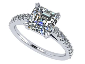 Nana 10K/14K/925 Sterling Silver 2.00 tcw Asscher Cut Cathedral Solitaire Ring - Picture 1 of 17