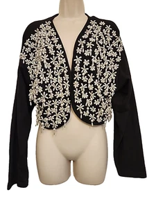 Vintage Cine’mode by Jou Jou Pearl Beaded Front Bolero Cropped Jacket Size M - Bild 1 von 7