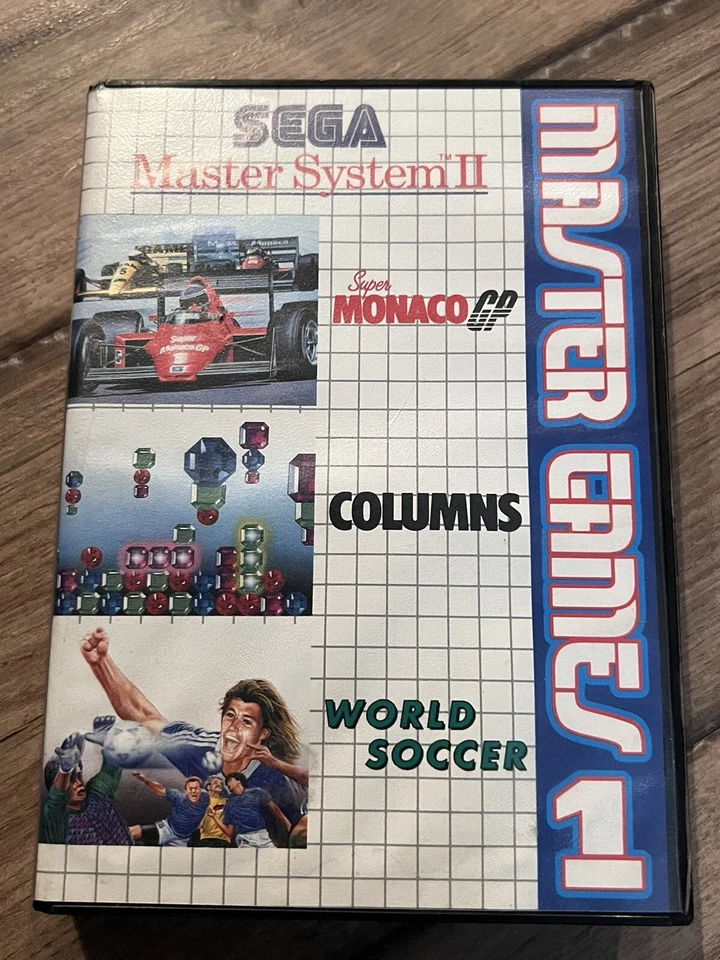 Master Games 1 Sega Master System Super Monaco GP Columns World Soccer NO MANUAL - Image 1 of 4