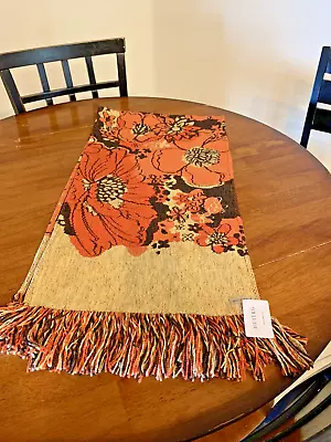 Poppy Flower Table Runner Huitru Luxury Textiles Hand Woven Argentine NEW - Image 1 of 4