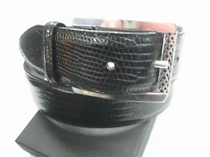 STERLING SILVER 925 BUCKLE WITH GENUINE LIZARD 1.5" BELT MADE IN U.S.A. - Picture 1 of 7