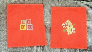 COMPLETED CROSS STITCH QUILT SQUARES CHRISTMAS HANDMADE ORNAMENTS SQUARES - Picture 1 of 1