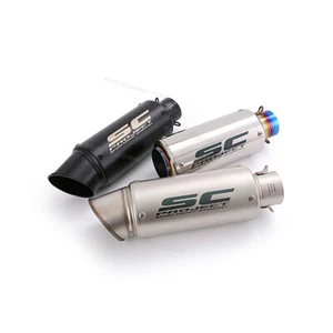 38-51mm Universal Motorcycle Bike Exhaust Pipe Black Muffler Tips With DB Killer - Picture 1 of 12