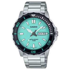 Casio Marine Sports Duro Analog Metal Silver Turquoise Blue Watch MTD-125D-2A2V - Picture 1 of 2