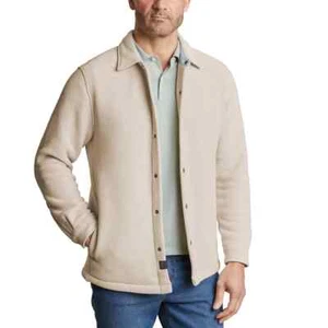 Copper & Oak Men's Shirt Jacket, Stretch Fabric, Side Pockets, Beige, Large - Picture 1 of 5